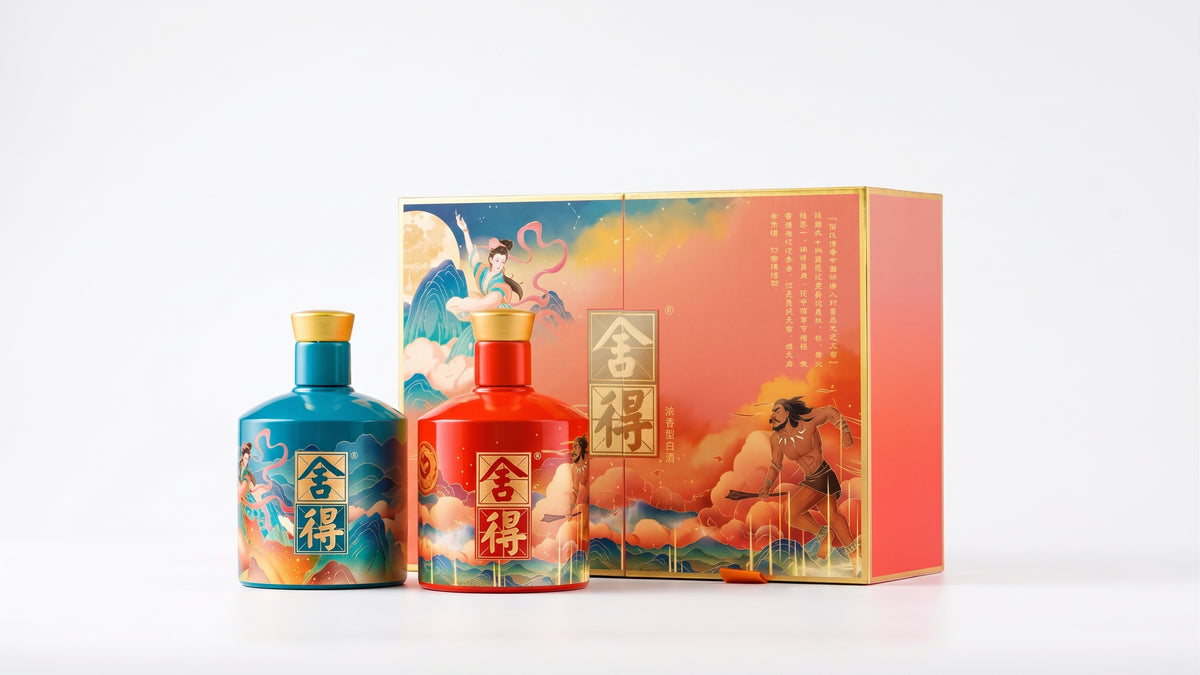 RUIZE GIFT BOX, Buy two, get one free. Shede Chinese Mythology Gift Box (Sky Chaser) 52% Vol 500ml × 2 Chinese Baijiu