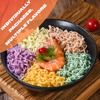 Veggie Delight Instant Noodles: Colourful, Convenient, and Non-Fried, Single Package, 15 Package per Box.