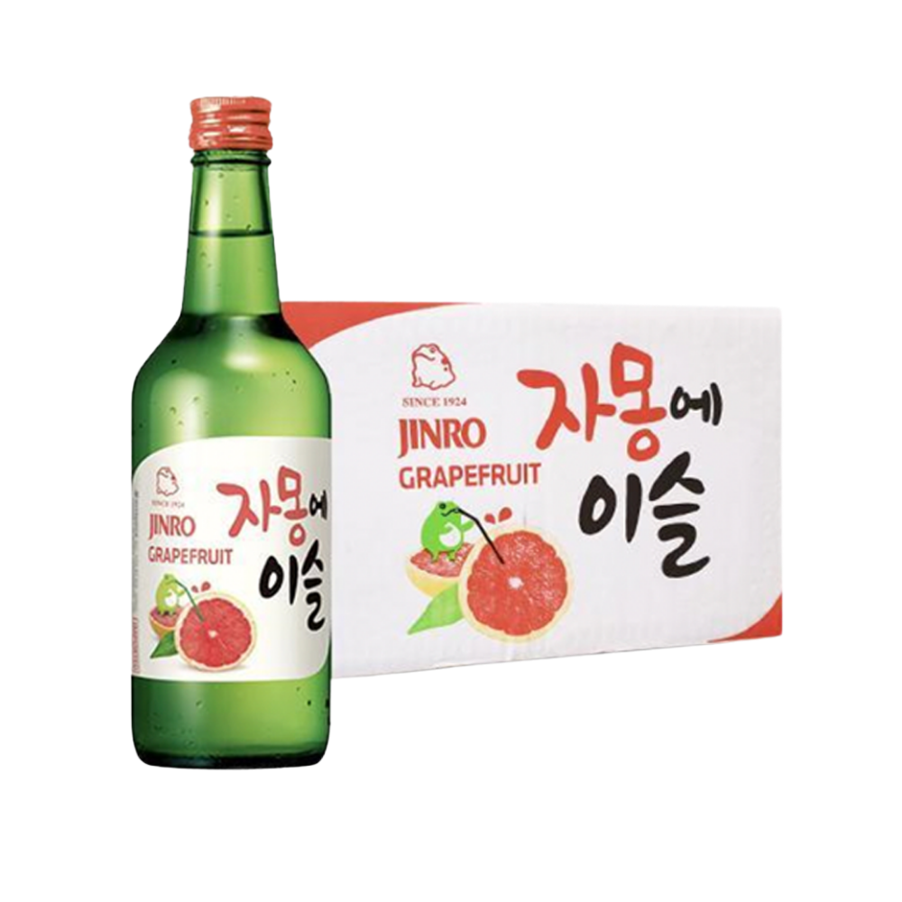 Jinro Chamisul Grapefruit: The Taste of Zesty Refreshment, 20 Bottles, 360ml, 13% | 真露鲜味葡萄味：清爽怡人的滋味, 20瓶, 360毫升, 酒精度13%