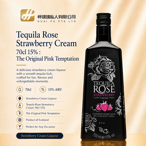 Tequila Rose Strawberry Cream 70cl 15%  : The Original Pink Temptation