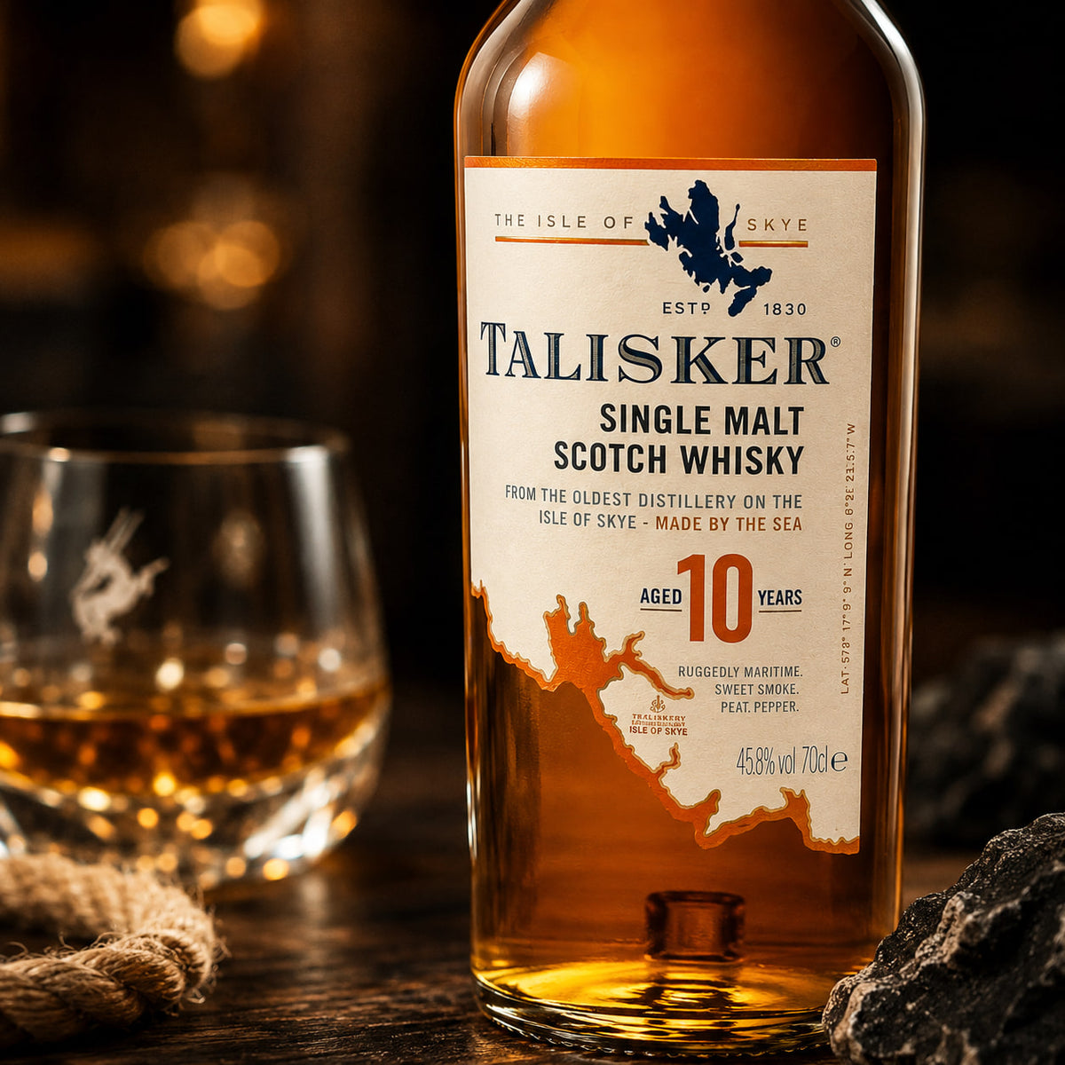 Talisker 10 Years 70cl 45.8% : Rugged Peat, Pepper, and Coastal Spice