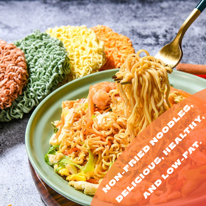 Veggie Delight Instant Noodles: Colourful, Convenient, and Non-Fried, Single Package, 15 Package per Box.