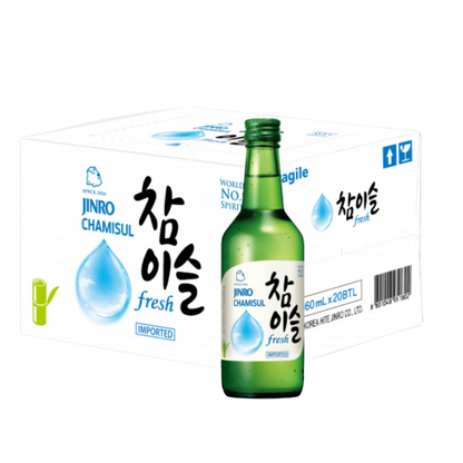 Jinro Chamisul Fresh: The World's No. 1 Soju, 20 Bottles, 360ml, 16.5% | 真露鲜萃：世界第一烧酒，20瓶装，每瓶360毫升，酒精度16.5%