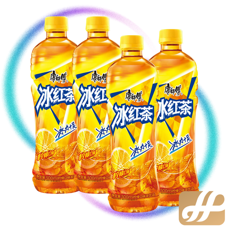 KangShiFu Master Kang Classic Refreshment: Iced Lemon Black Tea 500ml 4 Bottles | 康师傅冰红茶 500ml x 4瓶