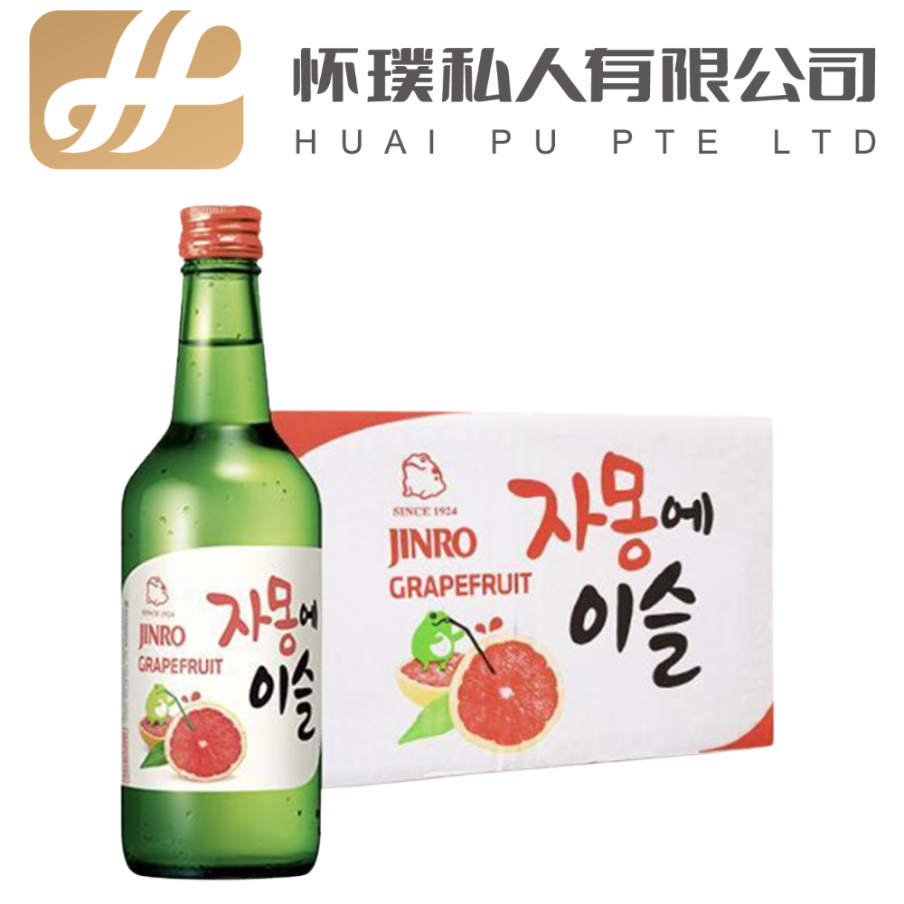 Jinro Chamisul Grapefruit: The Taste of Zesty Refreshment | 20 Bottles | 360ml | 13%