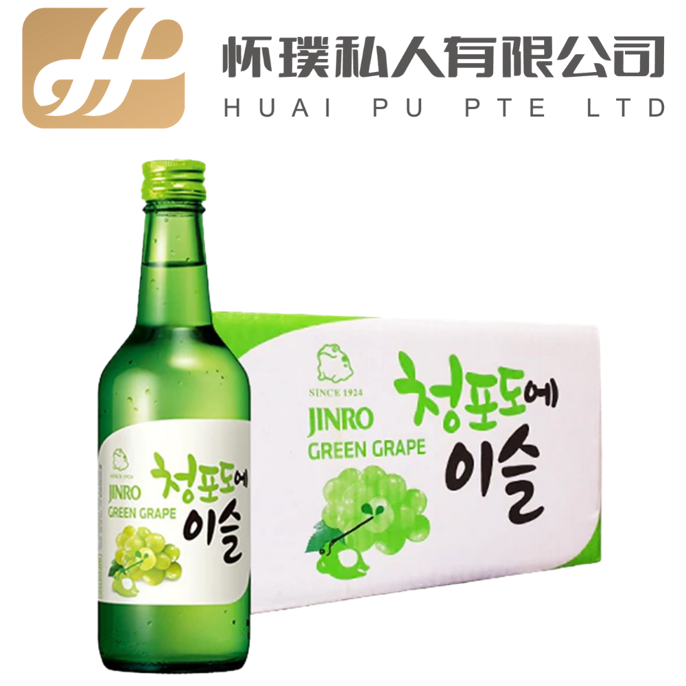 Jinro Chamisul Green Grape: The Taste of Sweet Refreshment, 20 Bottles, 360ml, 13.0% | 真露青葡萄：清甜爽口，20瓶，360毫升，酒精度13.0%