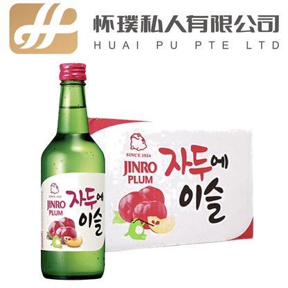 Jinro Chamisul Plum: A Hint of Sweet Elegance, 20 Bottles, 360ml, 13% | 真露真美素梅子味：一丝甜美优雅，20瓶，360毫升，酒精度13%
