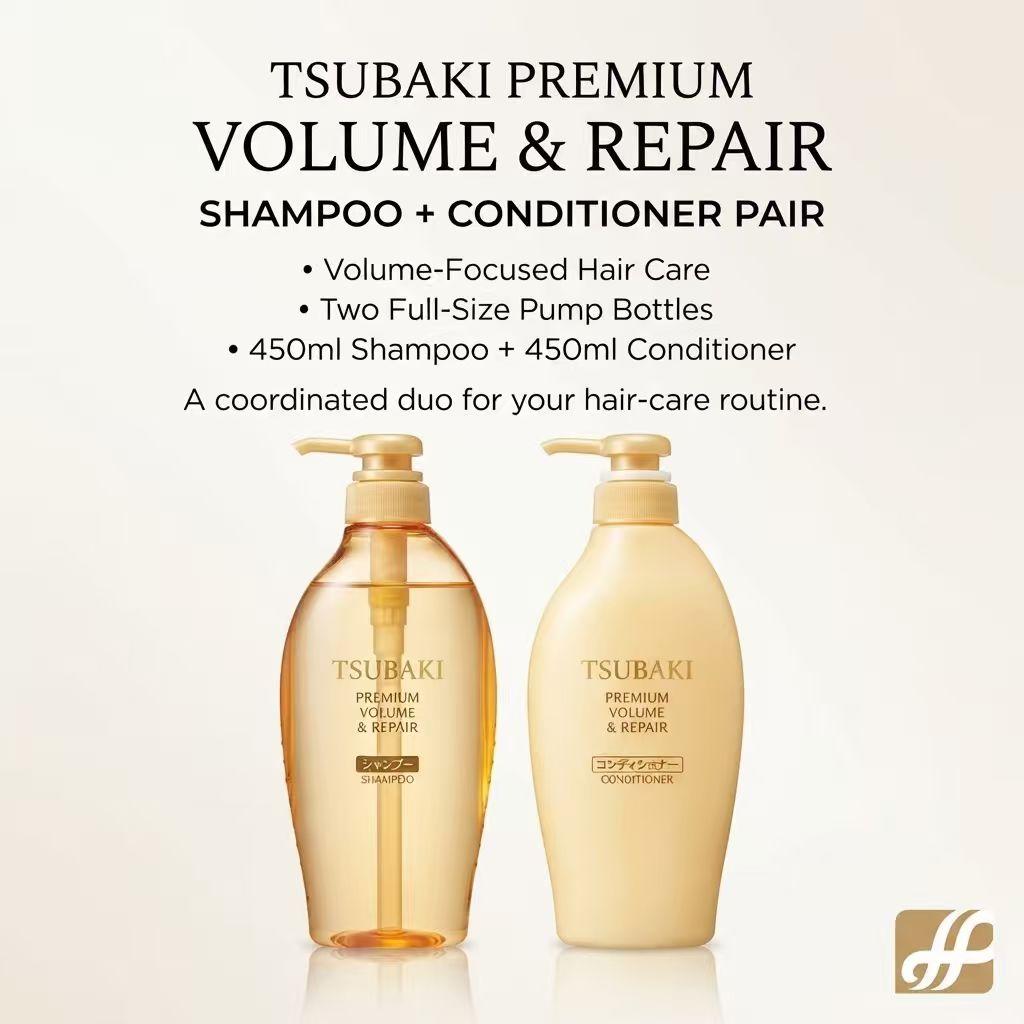 TSUBAKI Premium Volume & Repair Shampoo + Conditioner Pump Pair 450ml