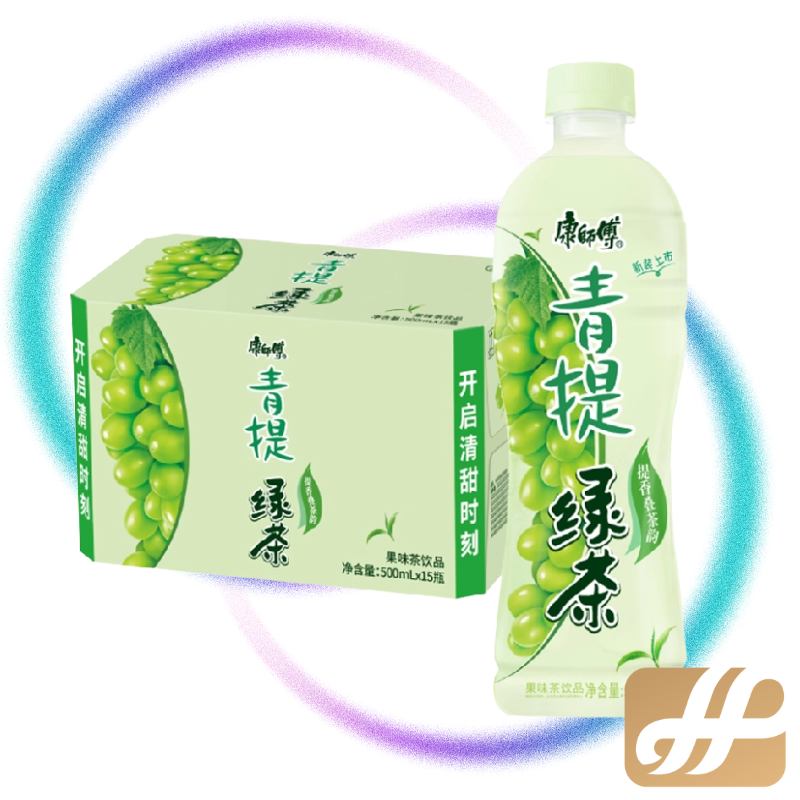 KangShifu Master Kang Light & Fruity: Green Grape Green Tea 500ml 15 Bottles | 康师傅青提绿茶 500ml x 15瓶