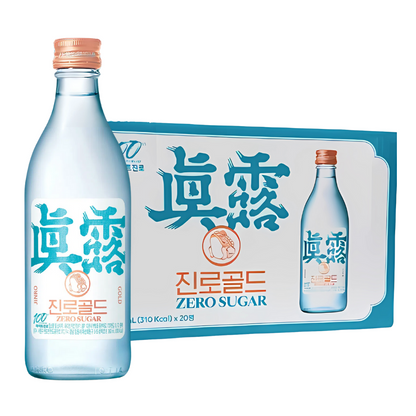 Jinro Gold Zero Sugar: The Golden Ratio of Smoothness ,20 Bottles, 360ml. 14.5% | 真露金牌零糖：顺滑口感的黄金比例，20瓶装，每瓶360毫升，糖度14.5%