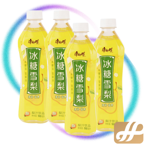 KangShifu Master Kang Sweetest Sip: Rock Sugar Pear Drink 500ml (4 Bottles): The Warm, Soothing, and Sweet Fruit Nectar | 康师傅甜品：冰糖梨饮 500ml（4瓶）：温暖、舒缓、香甜的水果花蜜