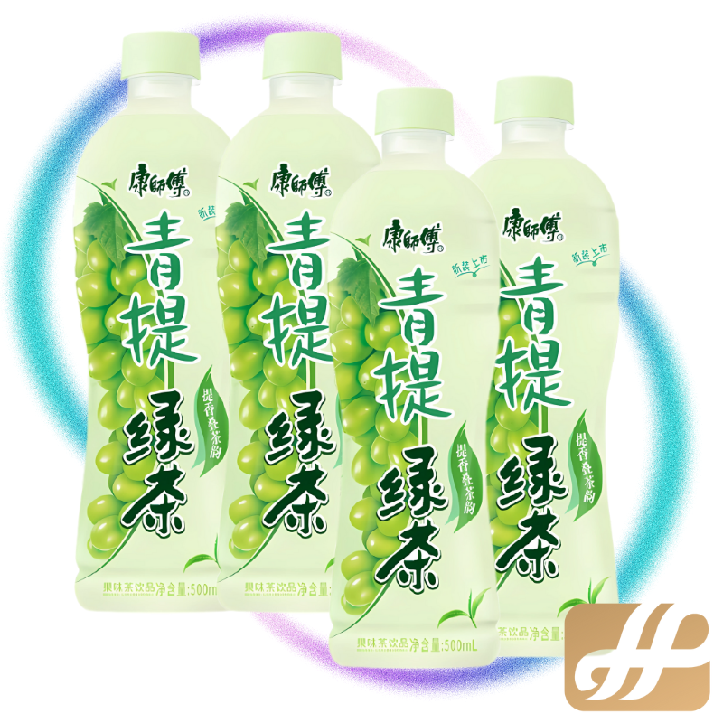 KangShiFu Master Kang Light & Fruity: Green Grape Green Tea 500ml 4 Bottles | 康师傅青提绿茶 500ml x 4瓶