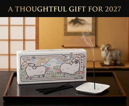 Nippon Kodo 2027 Year of the Sheep Incense Holder & Incense Set