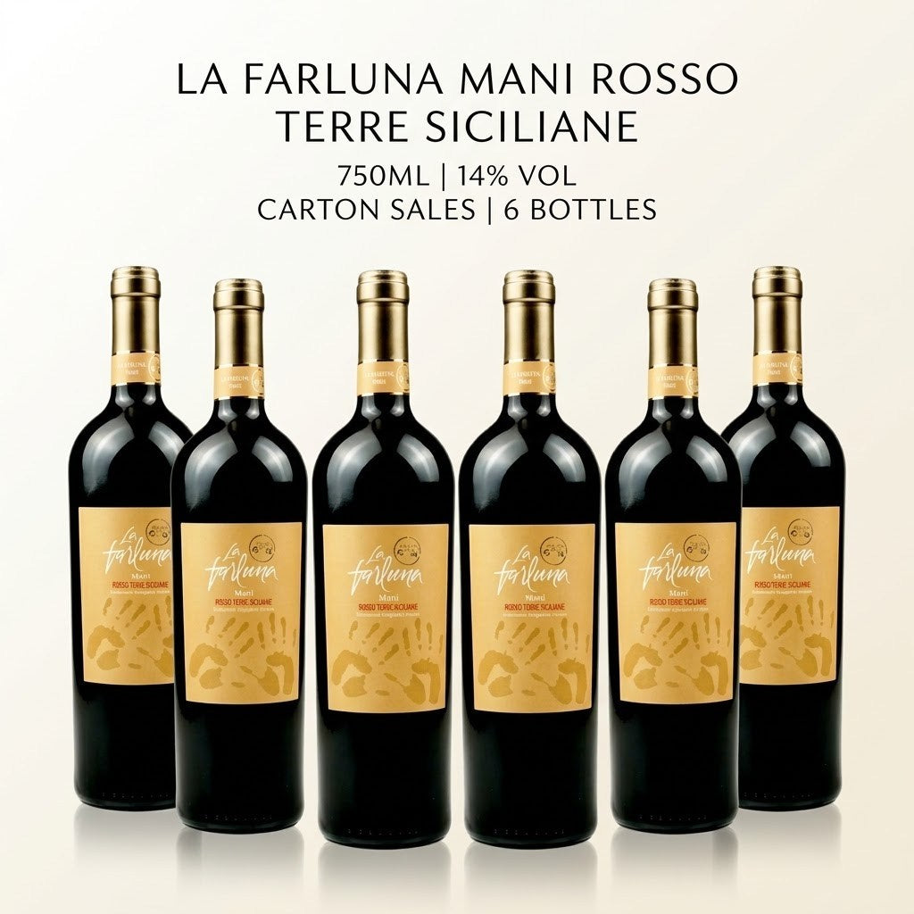 [Carton Sales]LA FARLUNA MANI ROSSO TERRE SICILIANE  750ML 14%Vol 6Bottles