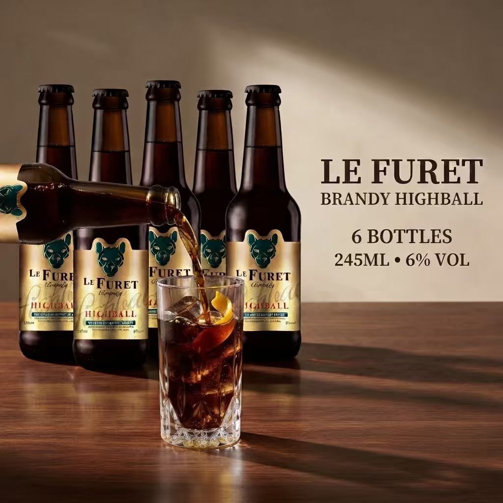 [6 Bottles ]LE FURET BRANDY HIGHBALL BOTTLE 245ML 6%Vol