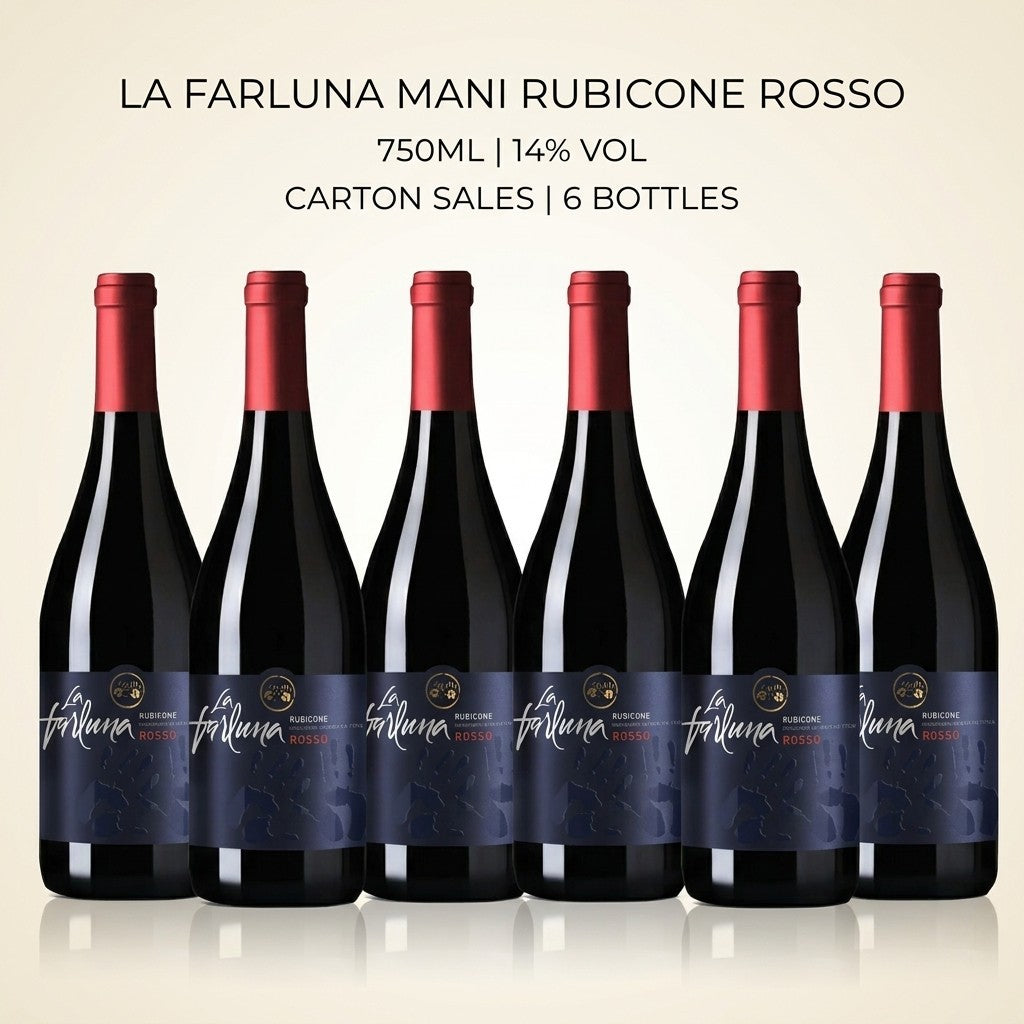 [Carton Sales]LA FARLUNA MANI RUBICONE ROSSO 750ML 14%Vol 6 Bottles