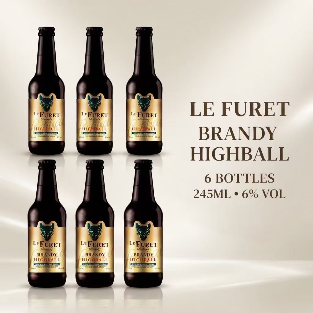 [6 Bottles ]LE FURET BRANDY HIGHBALL BOTTLE 245ML 6%Vol