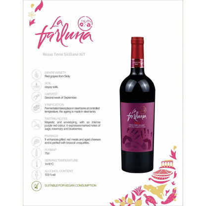 [Carton Sales]LA FARLUNA MANI ROSSO TERRE SICILIANE 750ML 12.5%Vol 6 Bottles