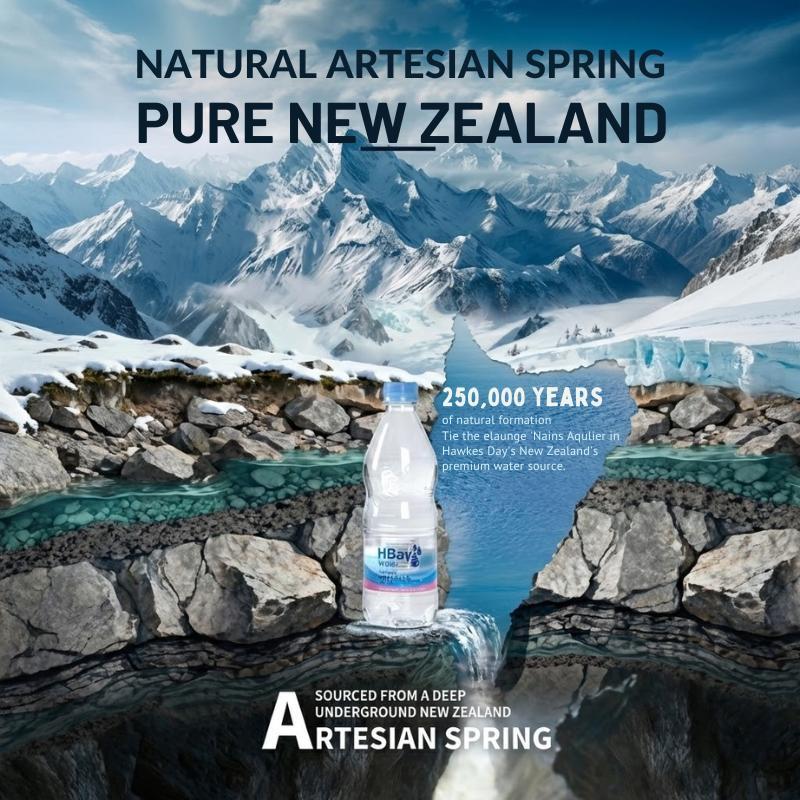 HBay Water 500ml x 24 Bottle| Natural Artesian Water from New Zealand | 100% Pure & Refreshing |.