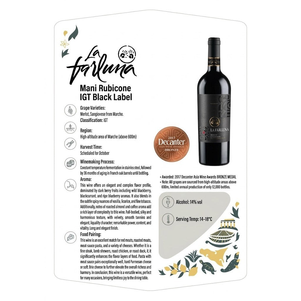 LA FARLUNA MANI MARCHE ROSSO RED WINE  750ML14%Vo1