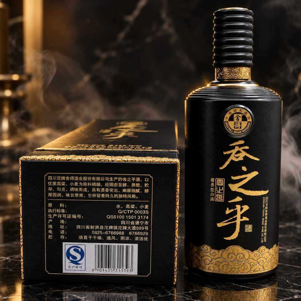 SHEDE TUN ZHI HU Sauce-aroma style baijiu Black Bottled 53% Vol 750ml  | 6 bottles with Free Wine Glass Gift Box