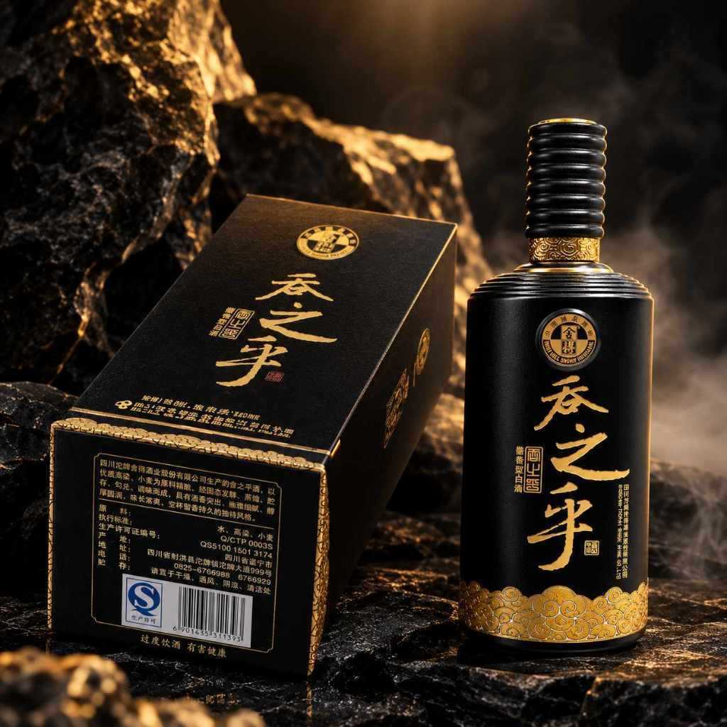 SHEDE TUN ZHI HU Sauce-aroma style baijiu Black Bottled 53% Vol 750ml  | 6 bottles with Free Wine Glass Gift Box